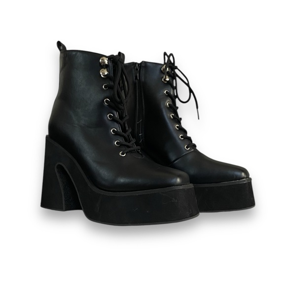 KOI from DollsKill | NWOB witch square toe platform gothic grunge lace up boots - Picture 2 of 6